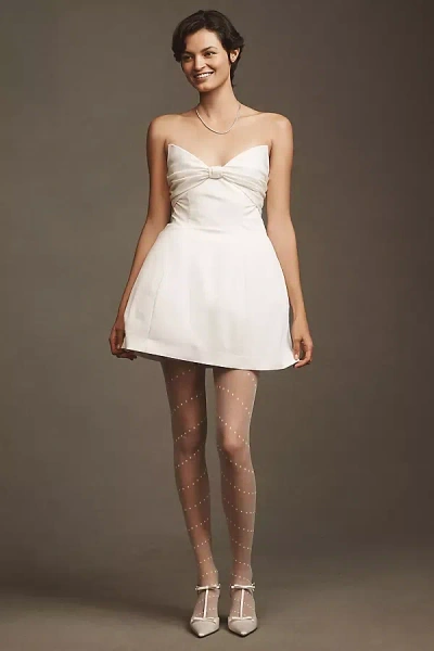 Bhldn Strapless Bow Fit & Flare Mini Dress In White