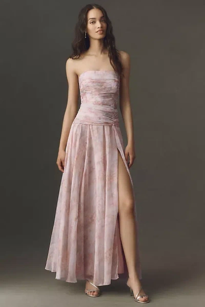 Bhldn Strapless Chiffon Maxi Dress In Pink
