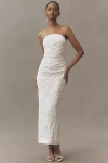 Bhldn Strapless Crinkled Satin Midi Dress In White