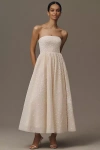 Bhldn Strapless Embellished Fit & Flare Midi Dress In White