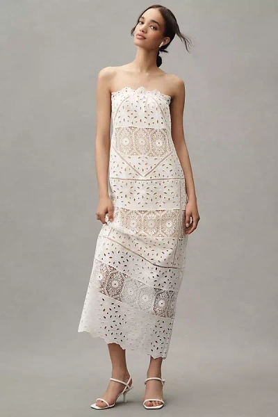 Bhldn Strapless Eyelet Column Maxi Dress
