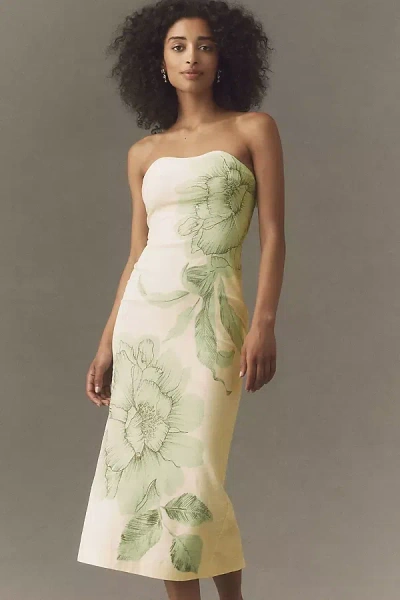 Bhldn Strapless Fitted Midi Dress In Green