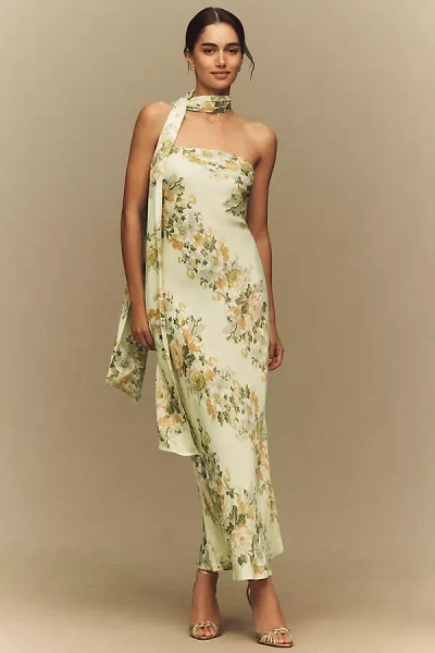Bhldn Strapless Maxi Dress With Matching Scarf In Green