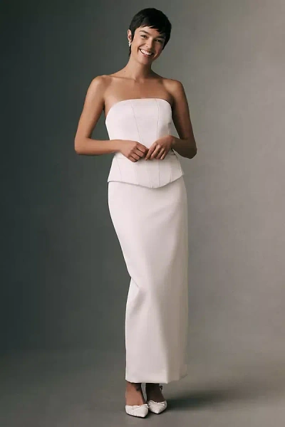 Bhldn Strapless Maxi Twofer Corset Dress In Ivory