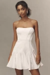 Bhldn Strapless Pleated Fit & Flare Mini Dress In White