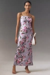 Bhldn Stretch Satin Strapless Side-slit Maxi Dress In Multi