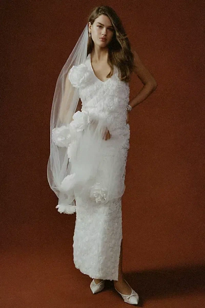 Bhldn Textured Halter Slim Midi Dress In White