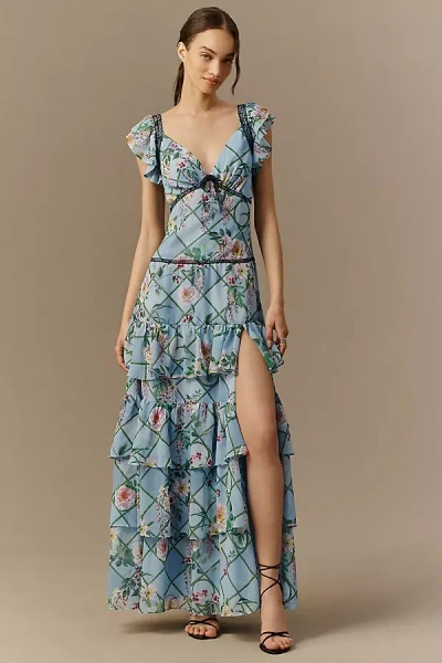 Bhldn Tiered Maxi Dress In Blue