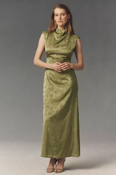Bhldn Willa Jacquard Maxi Slip Dress In Green