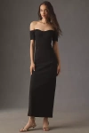 Bhldn Willow Strapless Off-the-shoulder Sweetheart Column Maxi Dress In Black
