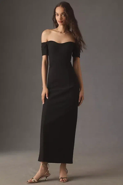 Bhldn Willow Strapless Off-the-shoulder Sweetheart Column Maxi Dress In Black