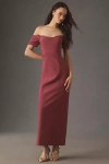 Bhldn Willow Strapless Off-the-shoulder Sweetheart Column Maxi Dress In Burgundy