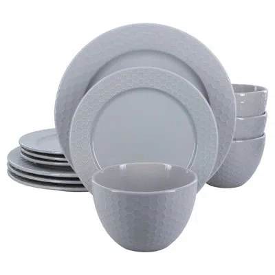 Bia Cordon Bleu 12 Piece, Honeycomb Dinnerware Set, Gray