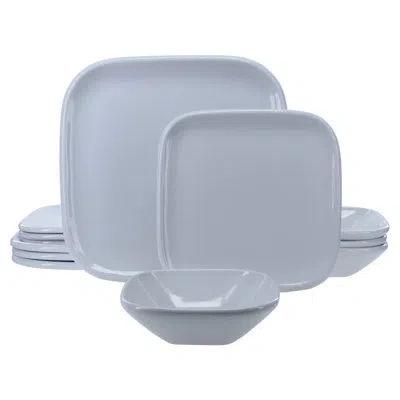 Bia Cordon Bleu 12-piece, Impulse Square Dinnerware Set, White In Blue