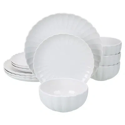 Bia Cordon Bleu 12-piece, Petal Dinnerware Set, White In 8