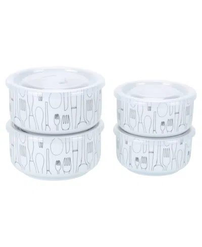 BIA CORDON BLEU PORCELAIN 20 & 30 OZ. CUTLERY STORAGE JARS WITH LIDS, SET OF 4