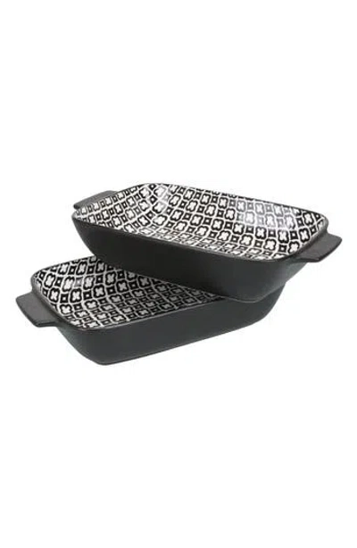Bia Cordon Bleu Set Of 2 Black Sand Geo Rectangular Baking Dishes