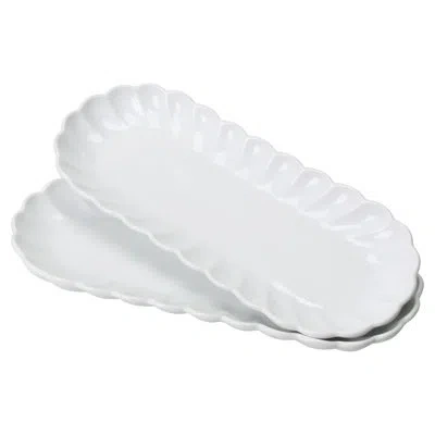 Bia Cordon Bleu Set Of 2, Petal Oblong Platters, 15-inch, White