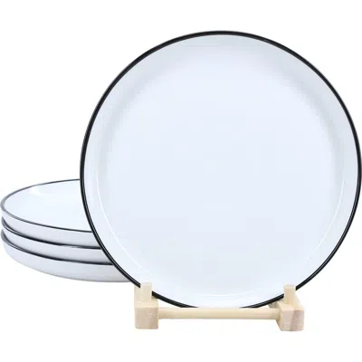 Bia Cordon Bleu Set Of 4 Salad Plates In White W/ Black