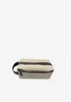 Biagini Cactus Canvas Toiletry Bag In Brown