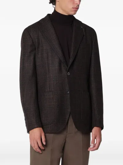 Biagio Santaniello Check-pattern Wool Blazer In Black