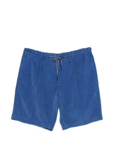 Biagio Santaniello Pleated Corduroy Shorts In Blue