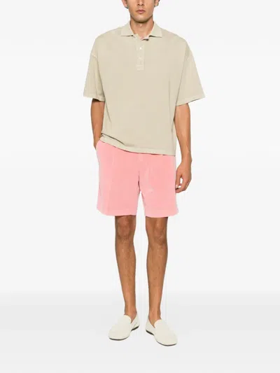 Biagio Santaniello Pleated Corduroy Shorts In Pink