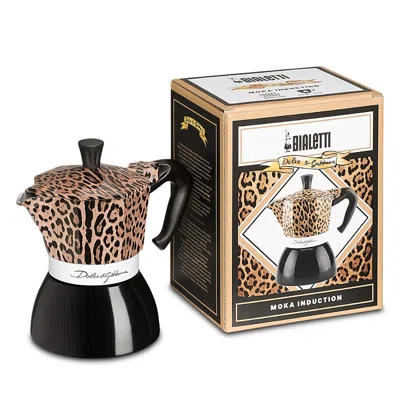 Bialetti Dolce & Gabbana Moka Leopard Induction 4 Cup Coffee Maker In Leopardo