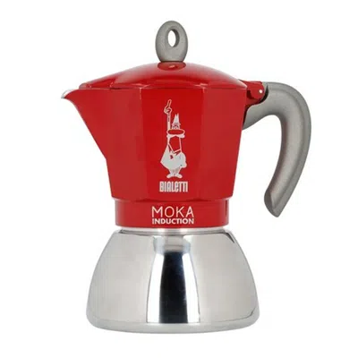 Bialetti Italian Coffee Pot  Moka Induction Black Red Metal Stainless Steel Aluminium 300 ml 6 Cups G