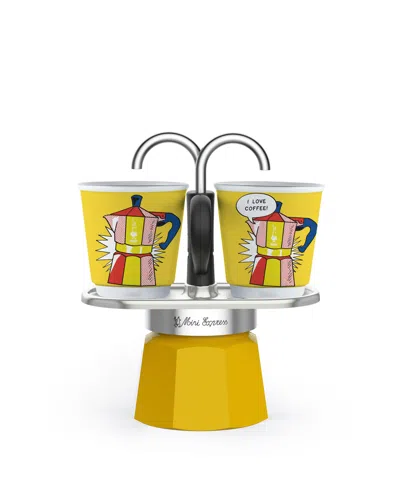 Bialetti Set Mini Express "r" Lichtenstein Plus 2 Bicc. 2.8 oz Coffeemaker In Aluminium