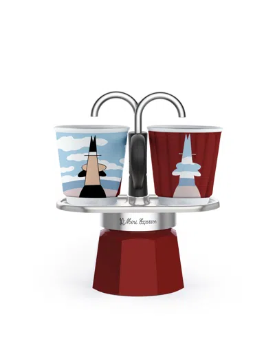 Bialetti Set Mini Express "r" Magritte Plus 2 Bicc. 2.8 oz Coffeemaker In Aluminium