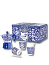 Bialetti X Dolce & Gabanna Moka Express Blu Mediterraneo Set (three-person Setting) In Blue
