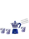 Bialetti X Dolce & Gabanna Moka Express Blu Mediterraneo Set (three-person Setting) In Blue