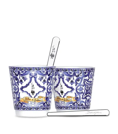 Bialetti X Dolce&gabbana Espresso Cups And Saucers In Blue