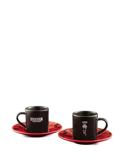 Bialetti X Netflix Stranger Things Ceramic Cups (set Of Two) In Black