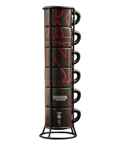 Bialetti X Netflix Stranger Things Stackable Cups (set Of Six) In Black