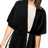 BIANA MELINDA BELTED DROPPED SHOULDER CARDIGAN IN BLACK