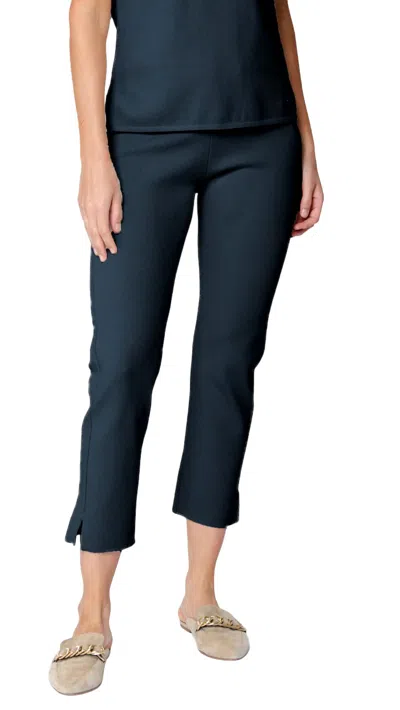 Biana Alice Slim Leg Pants In Navy In Animal Print