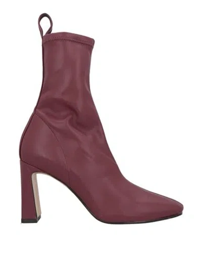 Bianca Di Woman Ankle Boots Burgundy Size 8 Textile Fibers In Red