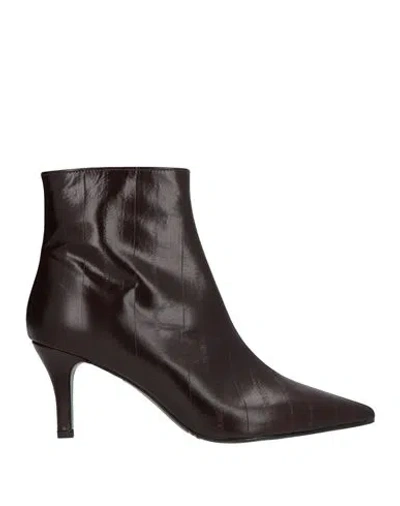 Bianca Di Woman Ankle Boots Burgundy Size 9 Leather In Brown