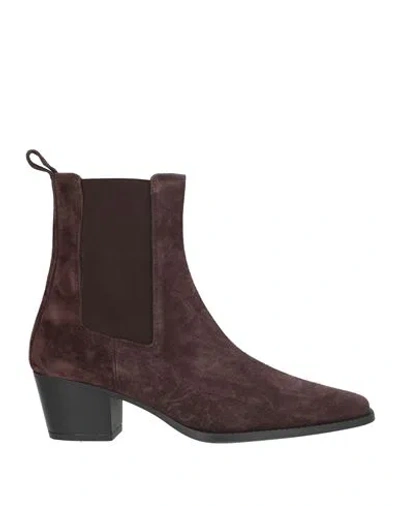 Bianca Di Woman Ankle Boots Dark Brown Size 9 Leather In Burgundy