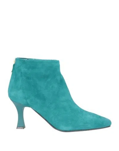 Bianca Di Woman Ankle Boots Deep Jade Size 6 Leather In Green
