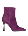 Bianca Di Woman Ankle Boots Deep Purple Size 11 Soft Leather In Purple