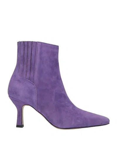 Bianca Di Woman Ankle Boots Purple Size 8 Leather