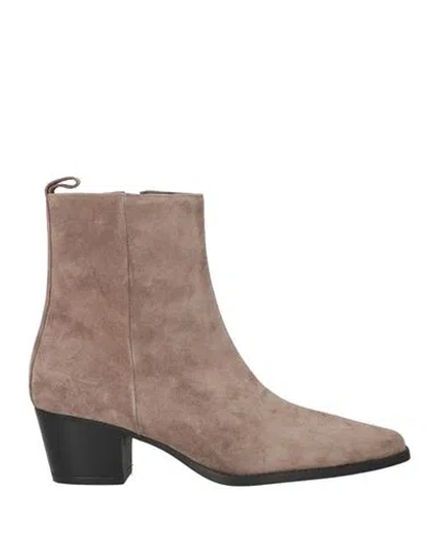 Bianca Di Woman Ankle Boots Taupe Size 9 Leather In Grey