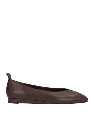Bianca Di Woman Ballet Flats Chocolate Brown Size 9 Leather In Multi