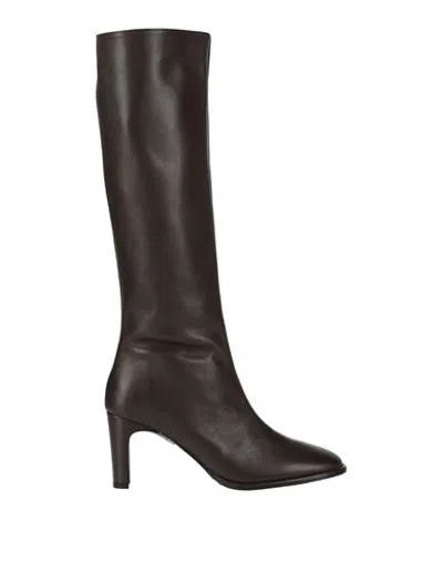Bianca Di Woman Boot Dark Brown Size 9 Leather In Animal Print