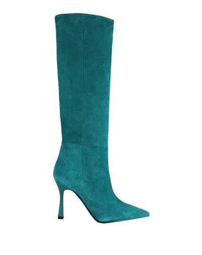 Bianca Di Woman Knee Boots Deep Jade Size 10 Soft Leather In Green