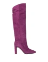 Bianca Di Woman Knee Boots Deep Purple Size 10 Soft Leather In Purple
