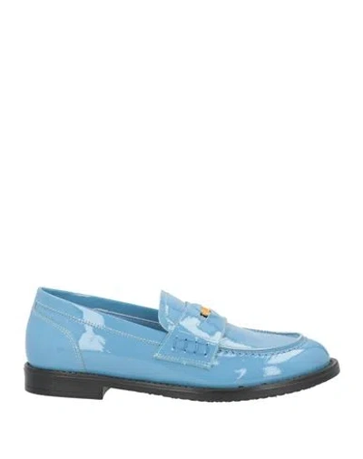 Bianca Di Woman Loafers Light Blue Size 11 Leather